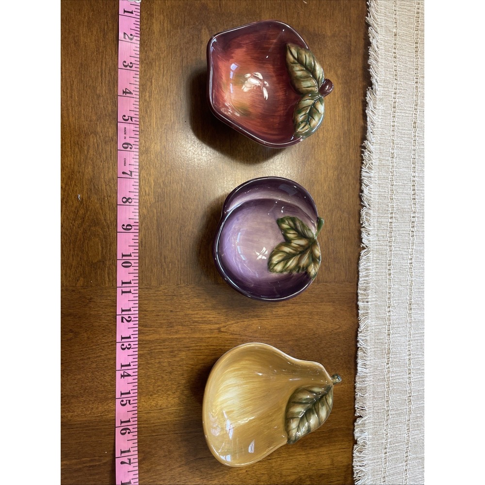Sakura Set of 3 Fruit Small Bowls 5.25‎ Trinkets Candies Dishes Japan Porcelain